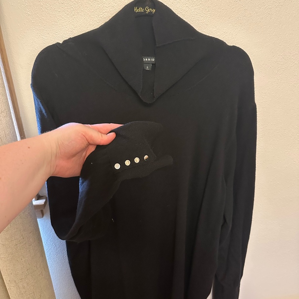 Torrid Black Cowl Neck Sweater with Button Accents